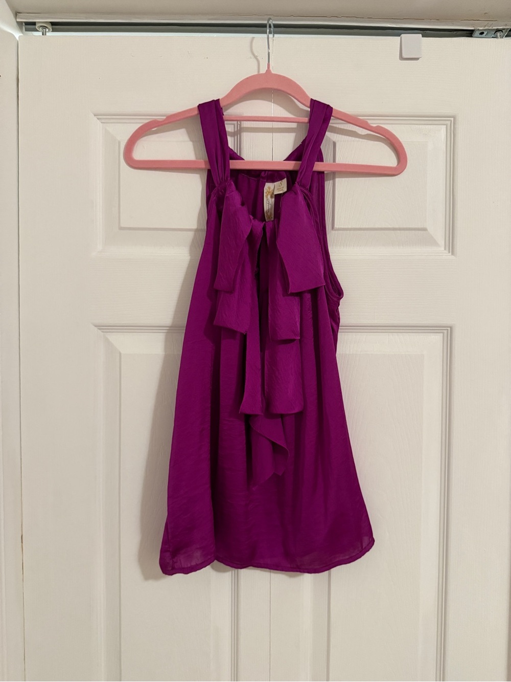 New Adiva Magenta Ruffle Front Sleeveless Camisole, Size S